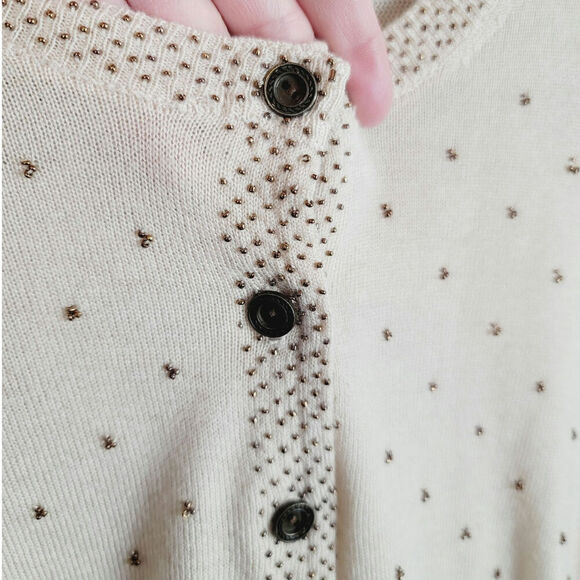 Free People Tea Combo Cardigan Sweater in Creamy Beige, sz Medium - Picture 4 of 14